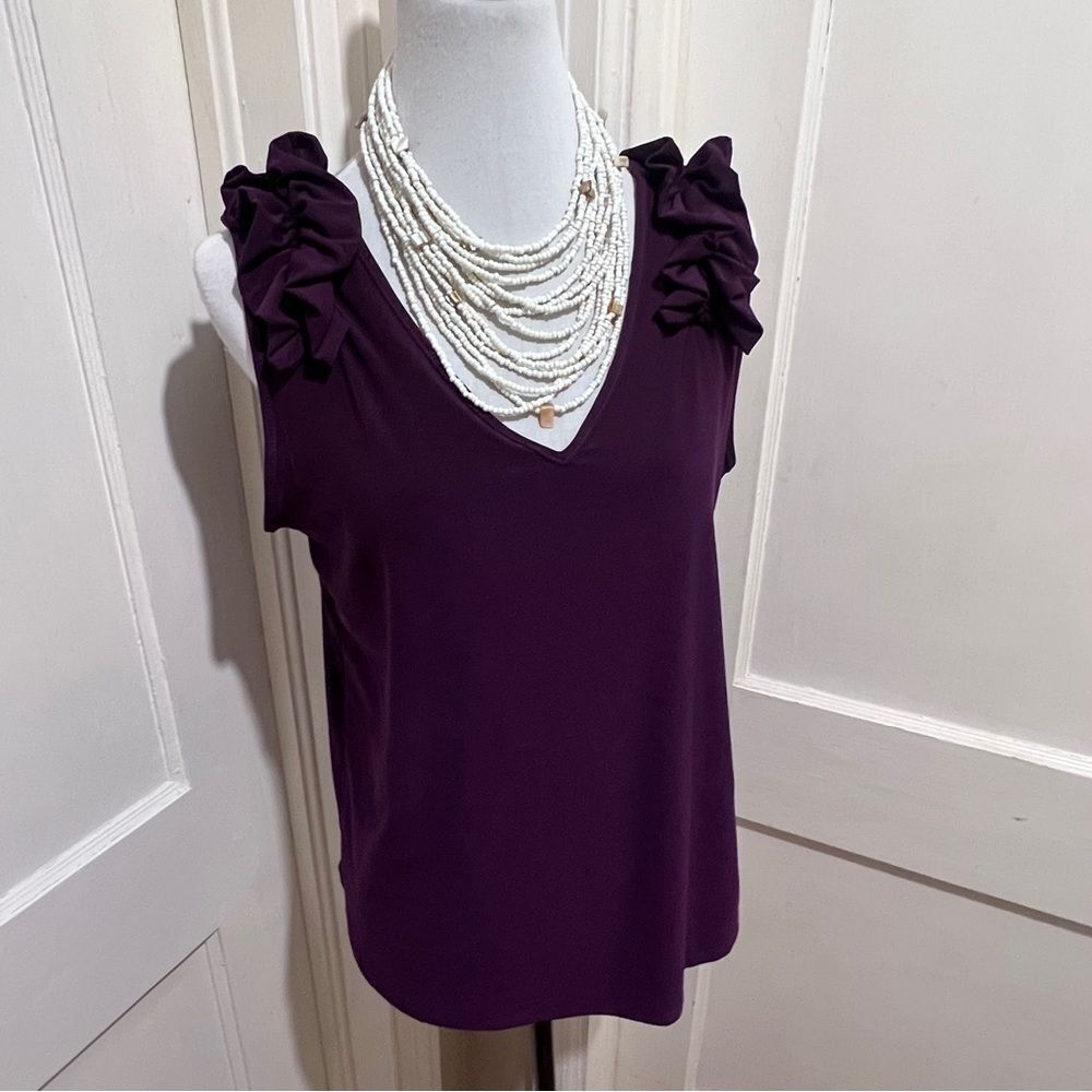 PerSeption Concept Plum Purple Ruffled Sleeveless Tank Top Womens XL